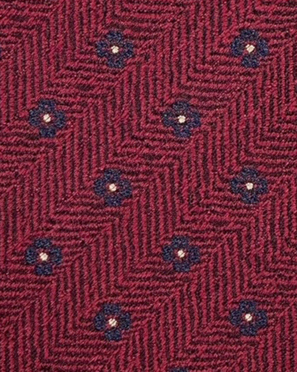 Kiton Sevenfold Tie Maroon-Bordeaux Design- Wool Silk