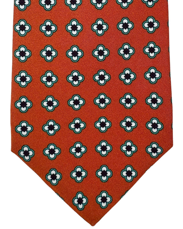 Kiton Tie Rust Brown Mini Floral - Sevenfold Necktie
