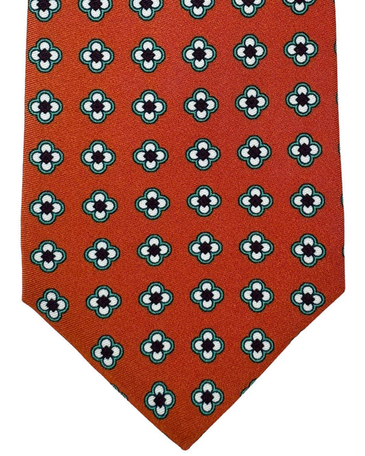 Kiton Tie Rust Brown Mini Floral - Sevenfold Necktie