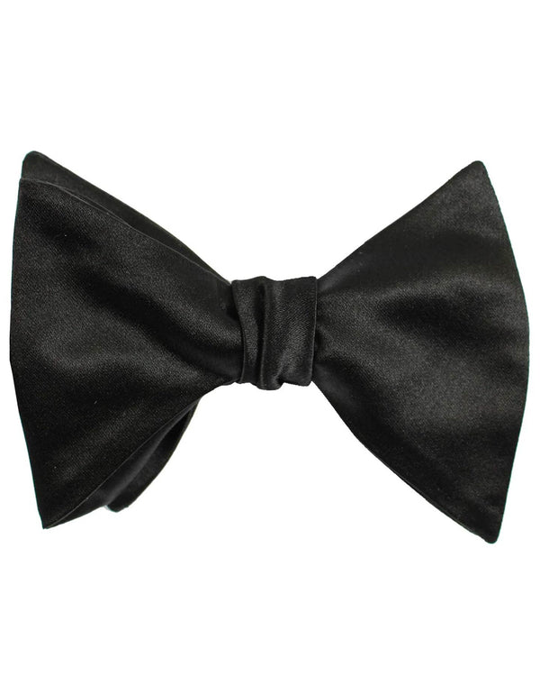 Le Noeud Papillon Silk Black Bow Tie - Large Self Tie Butterfly
