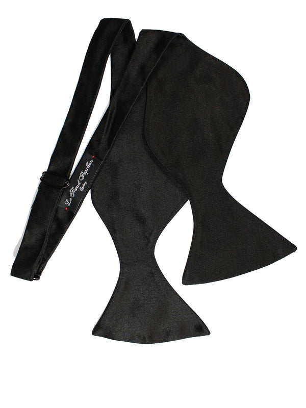 Le Noeud Papillon Silk Black Bow Tie - Large Self Tie Butterfly