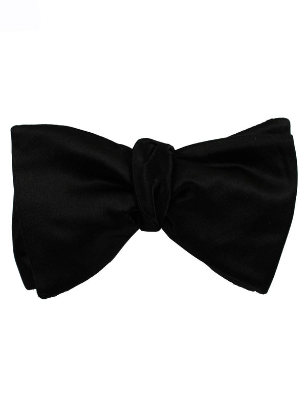 Le Noeud Papillon Solid Black Bow Tie - Modified Butterfly Silk Self Tie SALE