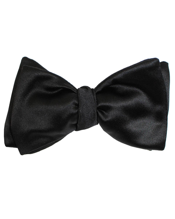 Le Noeud Papillon Solid Black Bow Tie - Modified Butterfly Silk Self Tie SALE