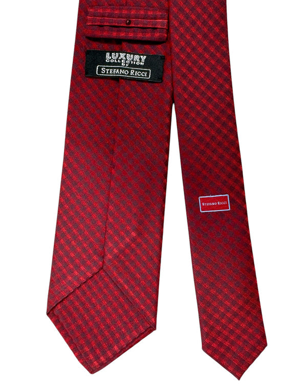 Stefano Ricci Tie Red Gingham Check - Wool Silk